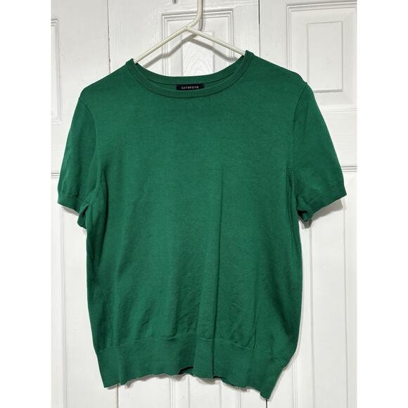 Lands' End Sweaters - Lands End Womens Short Sleeve Top Cardigan Sweater Set Cotton Green 2-piece
